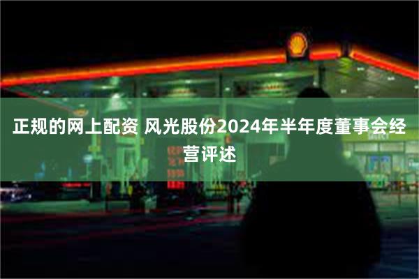 正规的网上配资 风光股份2024年半年度董事会经营评述