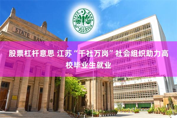 股票杠杆意思 江苏“千社万岗”社会组织助力高校毕业生就业