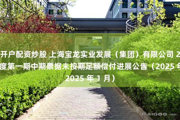 开户配资炒股 上海宝龙实业发展（集团）有限公司 2021 年度第一期中期票据未按期足额偿付进展公告（2025 年 1 月）